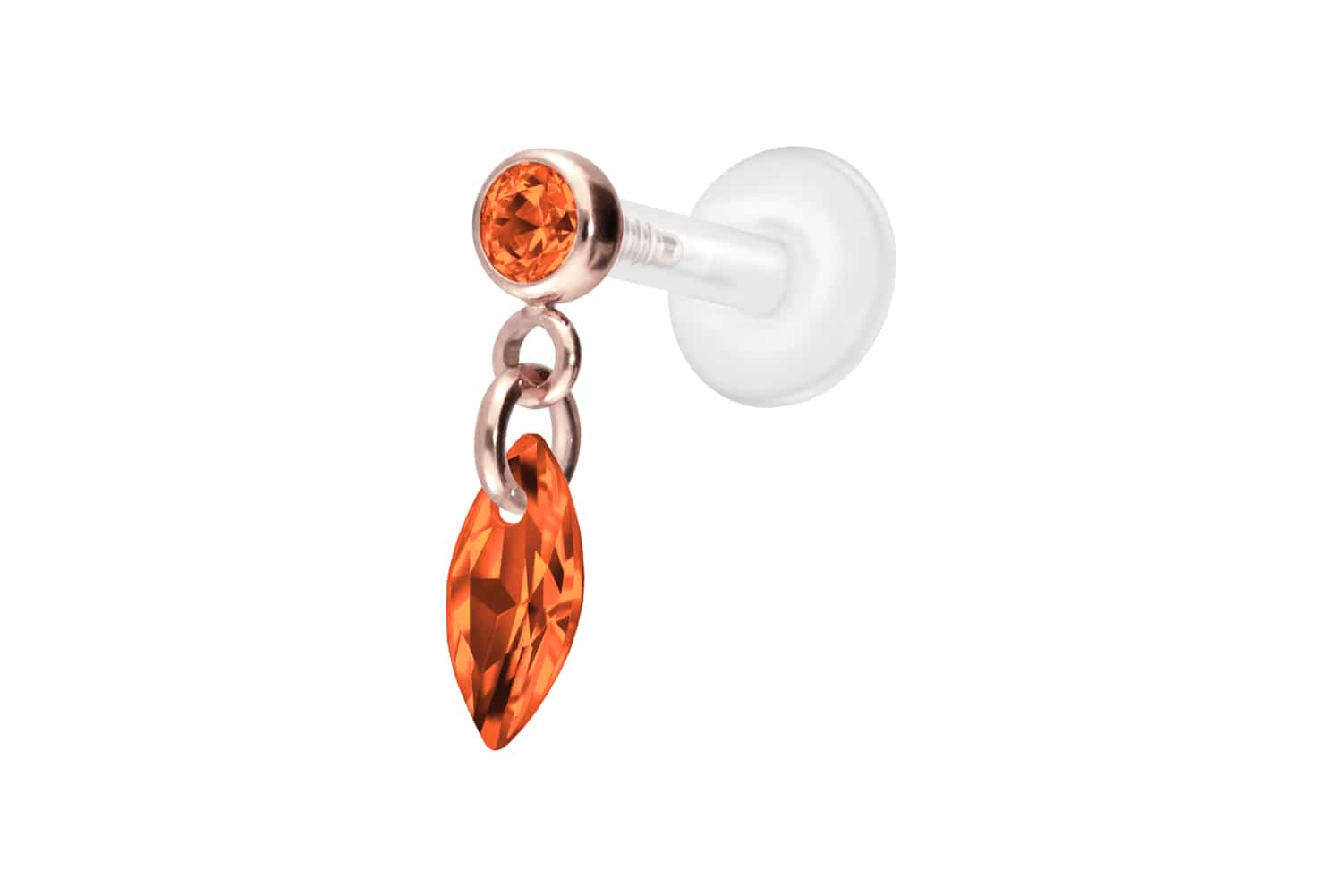 PTFE Labret Piercing mit Innengewinde + Titan-Aufsatz KRISTALLOVAL